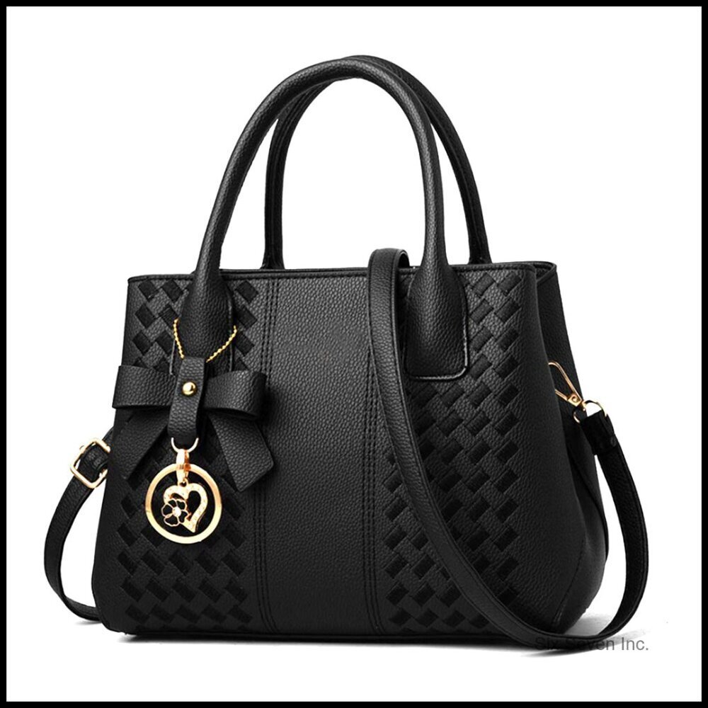PU Leather Top Handle Satchel Shoulder Tote Bag Elegant Classic Chic